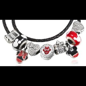21 Inch Mickey/Minnie Leather Wrap Charm Bracelet